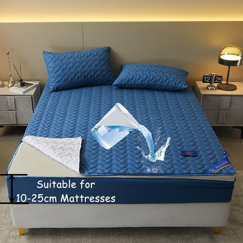 Blue Waterproof Mattress Cover Zipper Bed Covers Thicken Fitted Sheet All Inclusive Bedsheet Yatak örtüsü(Pillowcase Need Order)