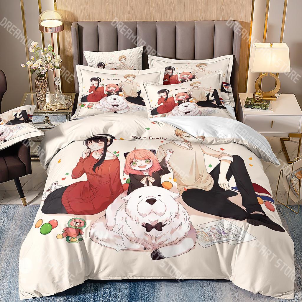 Fashion S-SPY Anya FAMILY Anime Bedding Set Single Twin Full Queen King Size Bed Set Kids Bedroom Duvetcover Sets Bed Sheet Set
