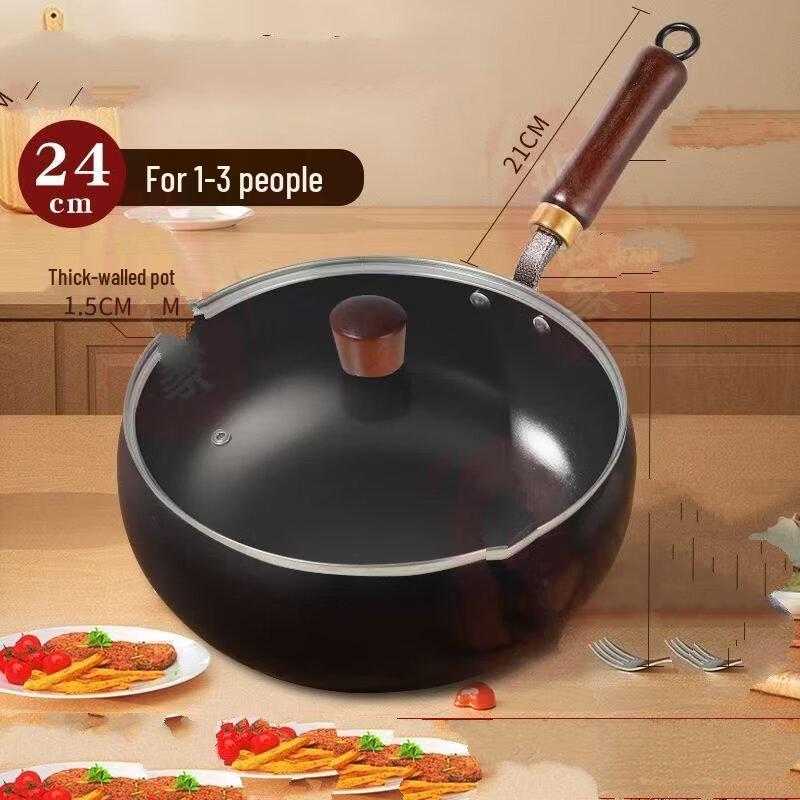 Wutuo Traditional Cast Iron Stew Pot with Glass Lid