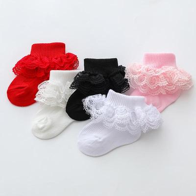 2022 Frühling & Herbst Mädchen Spitzen Prinzessin Baumwollsocken - Kinder Tanzsocken