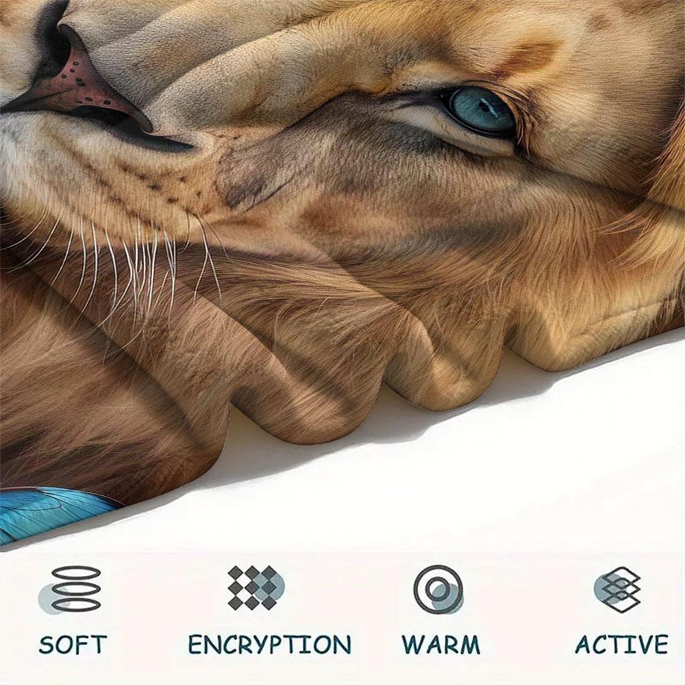 1Pc Rosebushanimals Print Flannel Blanket, High quality Comfortable for All Seasons, Home Decor, Warmth and Comfort, Perfect for Christmas Gifts