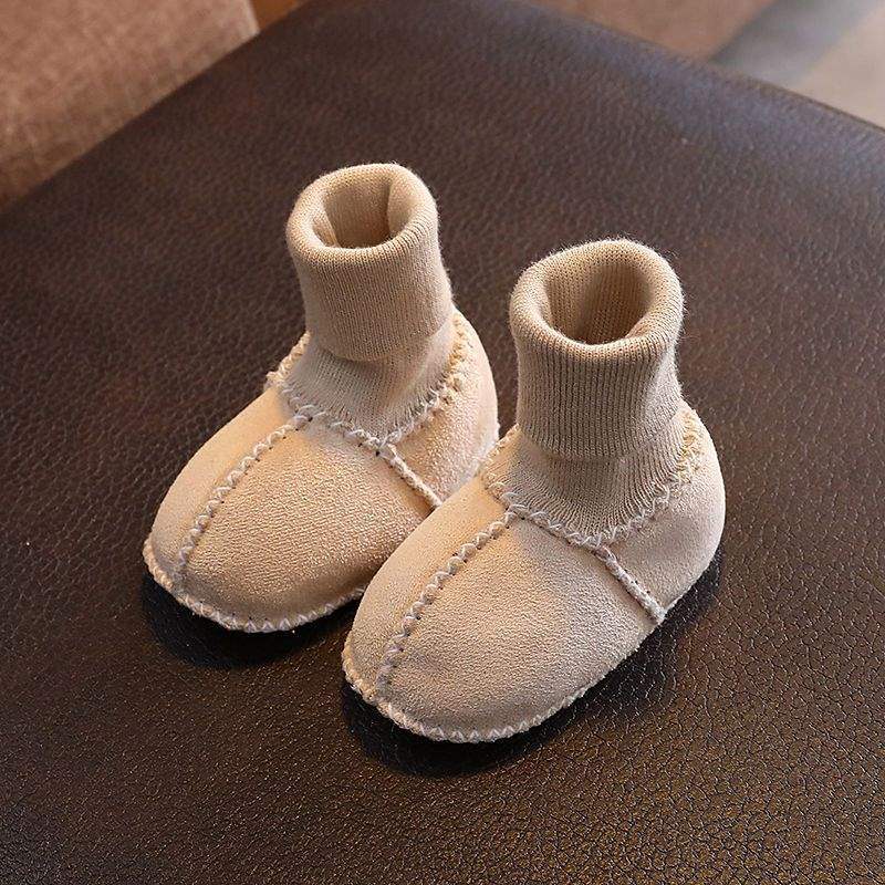 Winter Soft-soled Newborn Baby Cotton Shoes 0-6 Months Thickened Baby Anti-drop Socks Shoes Keep Warm and Do Not Lose Fluff Shoes