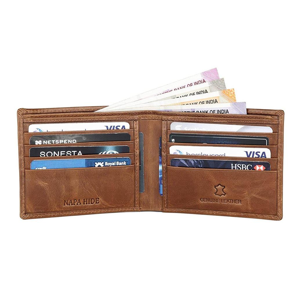 NAPA HIDE Leather Wallet for Men I Handcrafted I Multiple Credit/Debit Card Slots I 2 Currency Compartments I 2 Secret Compartments