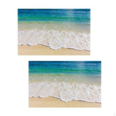 2 szt. Naklejki ścienne 3D Niebieskie fale Dekoracja domu Ocean Naklejki na okno Mural artystyczny PCV