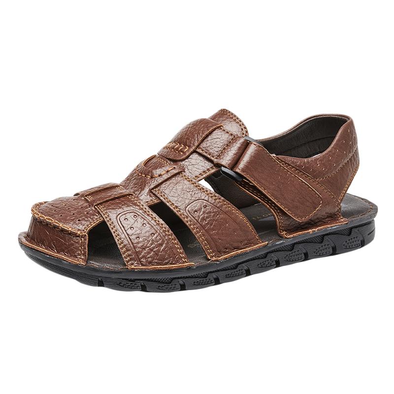Fashion Fashion Mens Genuine Leather Summer Flats Non Slip Outdoor Male Sandals Water Walking Hiking Trekking Shoes Casual Beach Shoes