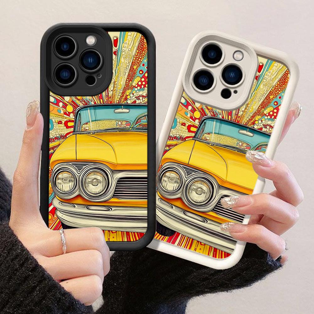 JJT116 Cartoon Hippie 80s Seamless Miami Vibe Pop Art for iPhone 17 16 15 Pro Max Samsung S26 S25 Ultra A17 A16 A07 A56 Xiaomi 15T Redmi 15c Soft Case