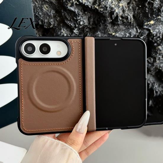 Wireless Charging Compatible Case Magnetic for IPhone 18, Faux Leather Phone Cover with Hinge Soft Hard Hybrid Protection, Full Body Shockproof