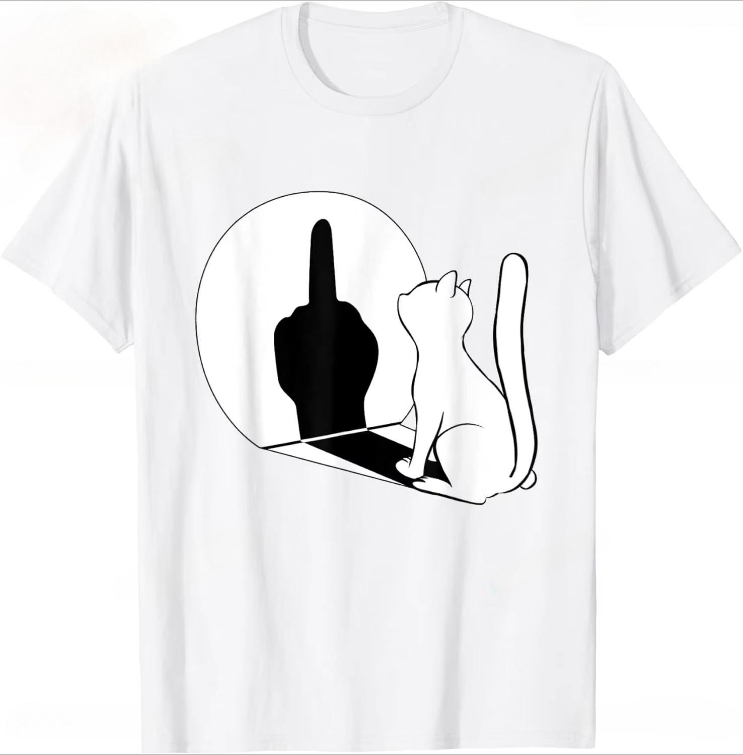 Middle Finger Cat Official Statement Funny Cat Gift TShirt Special Edition Short Sleeve Shirt Cotton Summer Shirt S