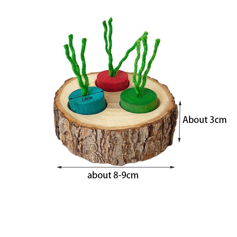 Wooden Hamster Toy Hamster Golden Bear Foraging Gnawing Grinding Teeth Wood Bite String Snack Box Hamster Landscaping Supplies