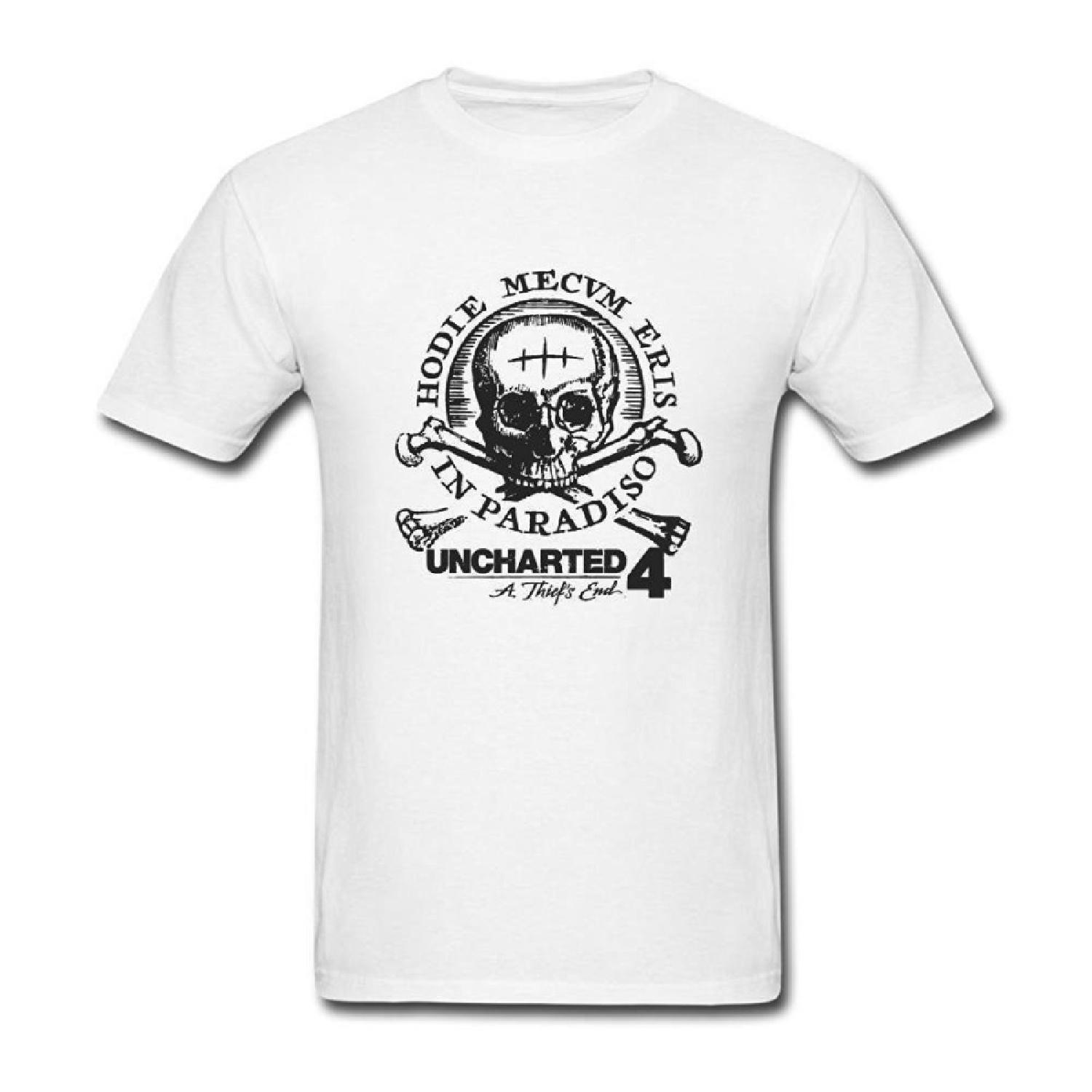 Tommery Men s Uncharted 4 A Thief s End-Hodie Design Cotton T-Shirt XXL XXXXXL белый