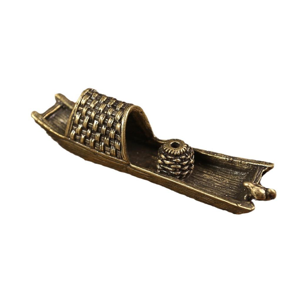 Brass sailboat incense insert ornament creative home bedroom desktop incense insert ornament thread incense antique and old copper ware