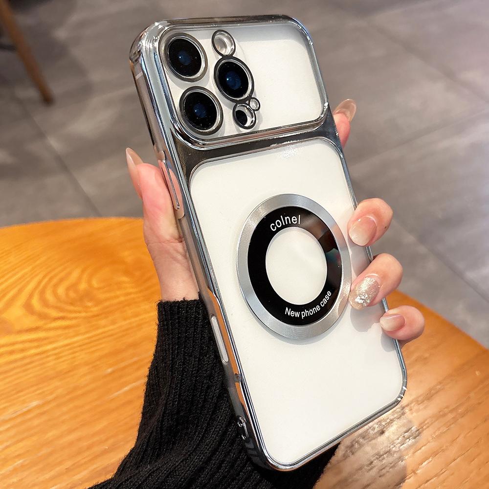 For Magsafe Wireless Charging Plating Transparent Phone Case For 17 16 15 14 13 12 11 Pro Max Plus 16E 17E Magnetic Cover