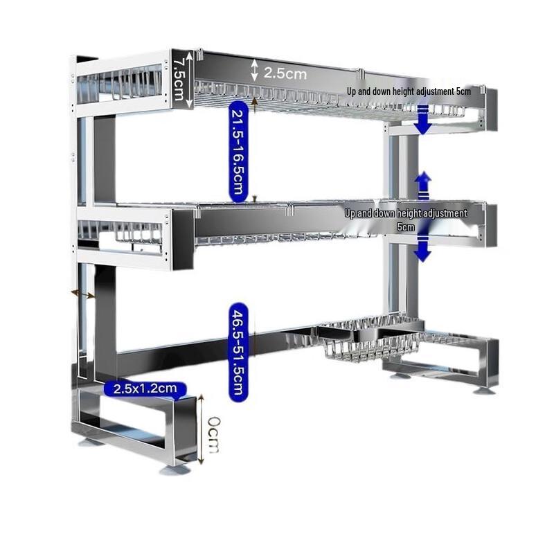 Miflame Double-Layer 95cm Stainless Steel Kitchen Sink Drain Rack