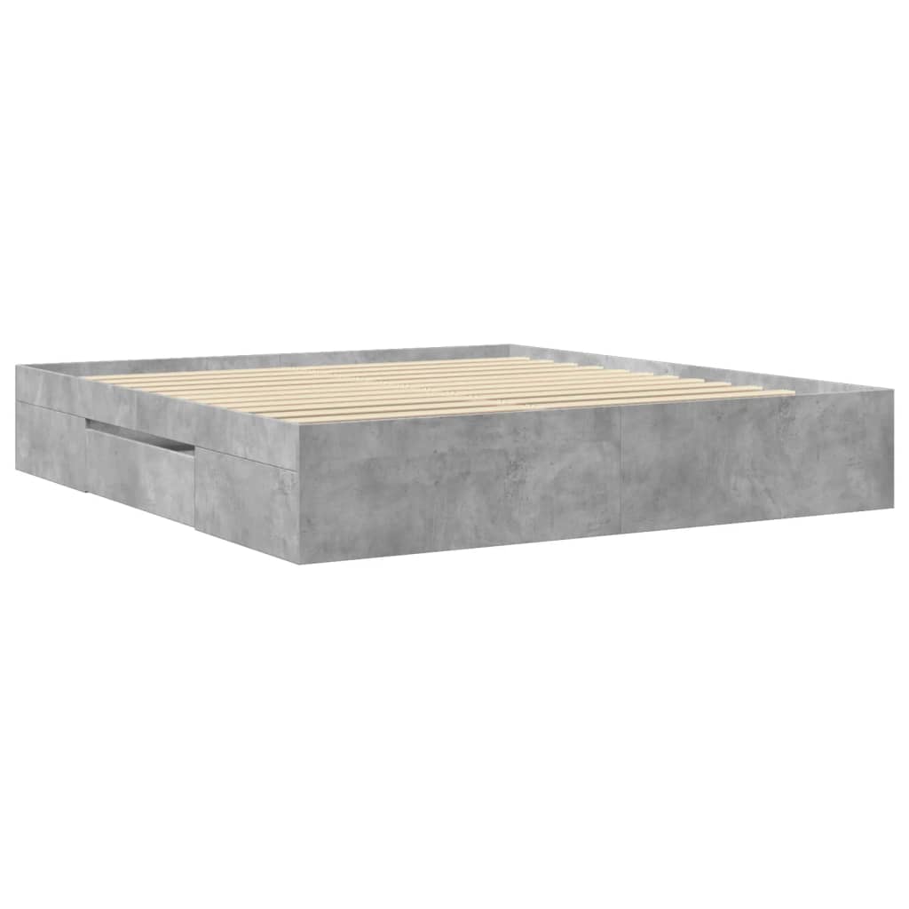 Bed Frame Concrete Grey 200x200 cm Particleboard