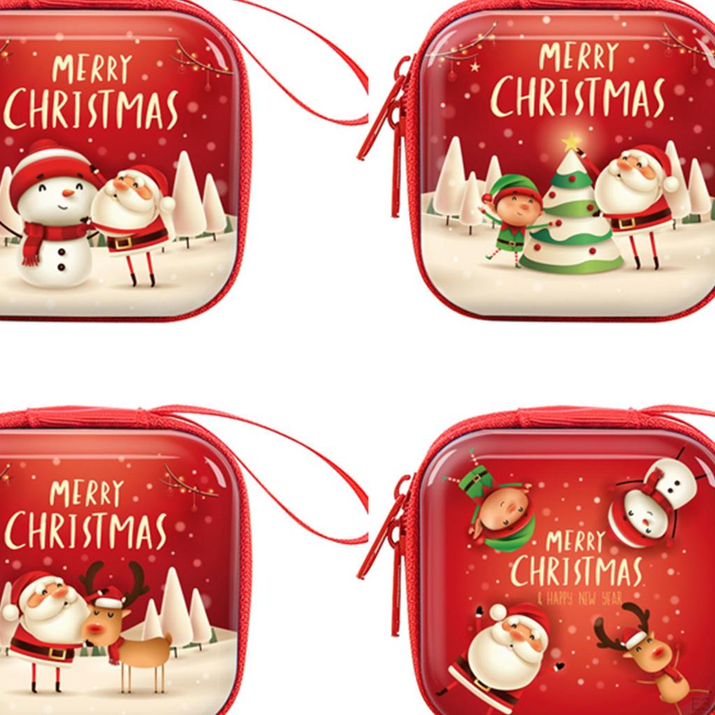 4 Pieces Christmas Coin Purse Plastic Portable Cute Key Holder Small Wallet Case Bag for