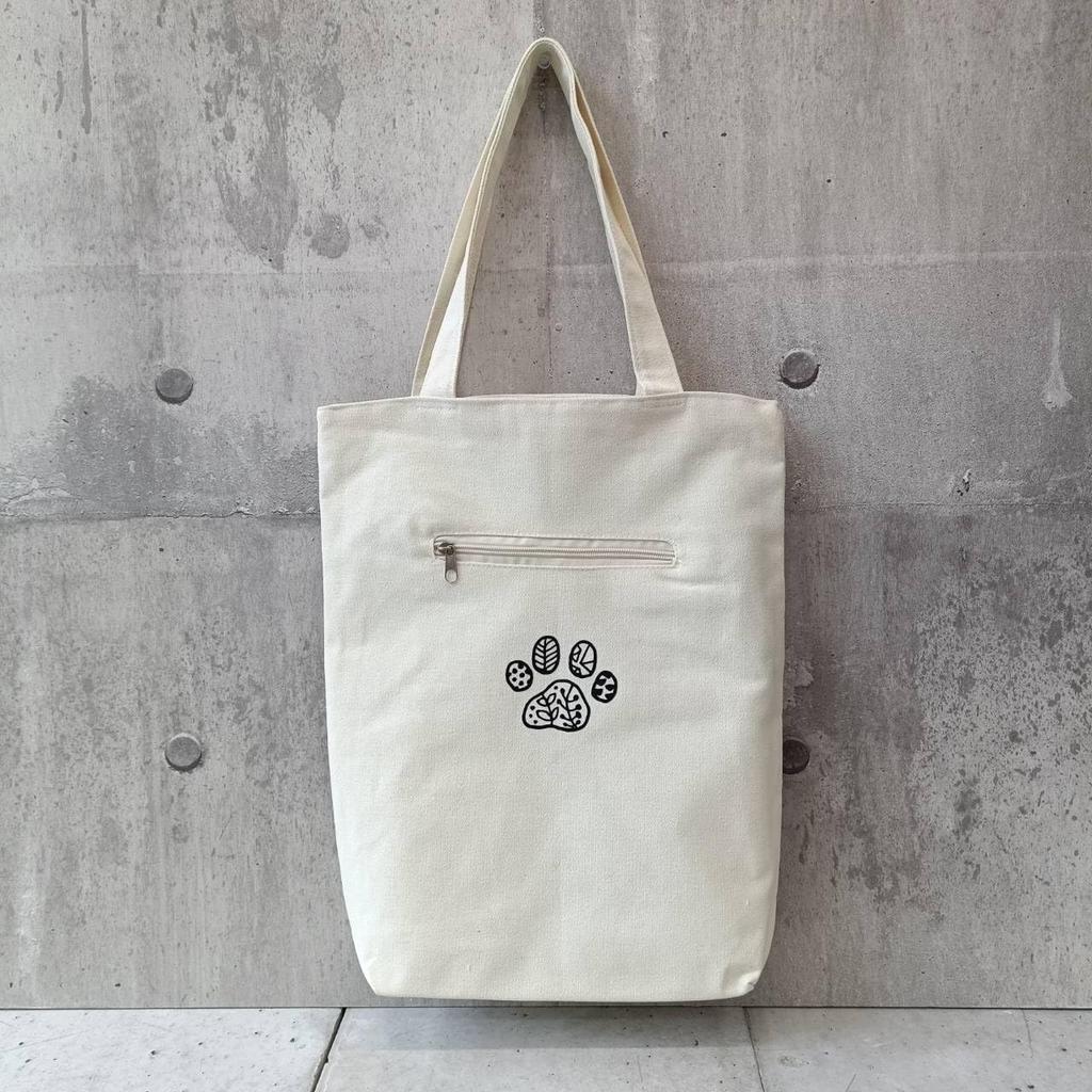 [malva] NY Kanvasväska, A4-storlek, Smal och Lätt, Dragkedja, Unisex för Pendling, Skola och Vardagsbruk (Blommig Katt x Vit)