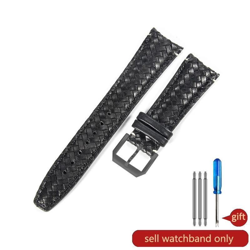 Für IWC Portugieser Serie IW503312 IW500713 IW371614 Elastische Wasserdichte Schweißfeste Gewebte Echte Rindsleder Uhrenarmbänder 20 22mm