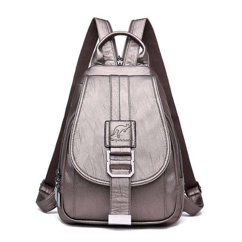 Chic Women's Korean-Style Minimalist Soft Leather Backpack – Simple, Large Capacity, Casual Design