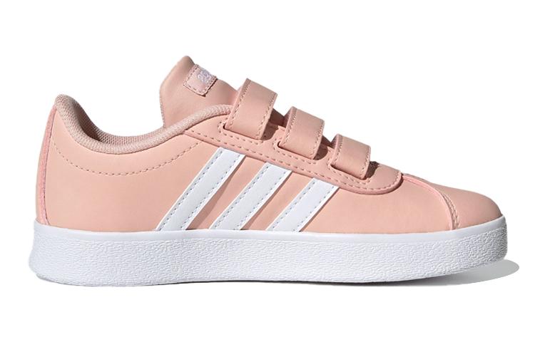 Adidas VL COURT 2.0 Synthetic Leather Abrasion Resistant Low top Skateboard Shoes Pink Kids' GZ7664