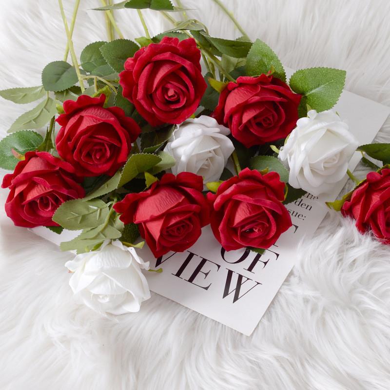 Single Velvet Strand Rose Simulation Flower Table Decor And Special Occasions
