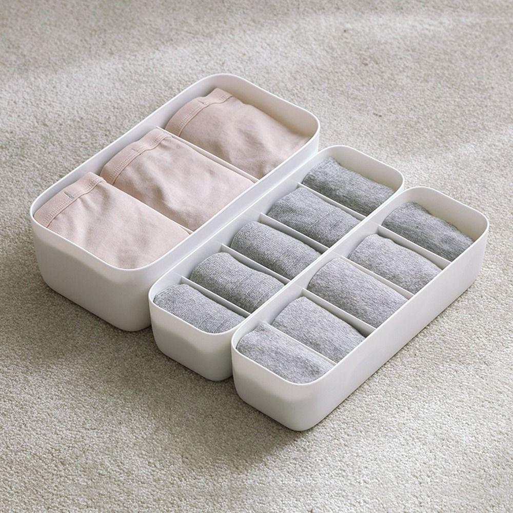 Stackable Underwear Storage Box 3/5 Grids Closet Drawer Organizers Compartments Socks Case  Cabinet
