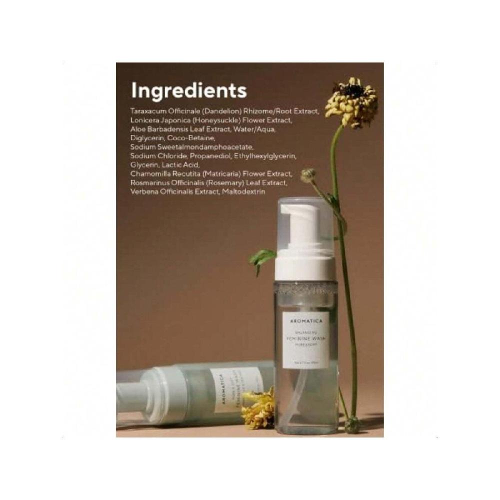 Aromatica Pure And Soft Feminine Foaming Wash 170ml | Vegan, PH-Balanced, Natural Ingredients, Unscented, No Irritation, For Sensitive Skin