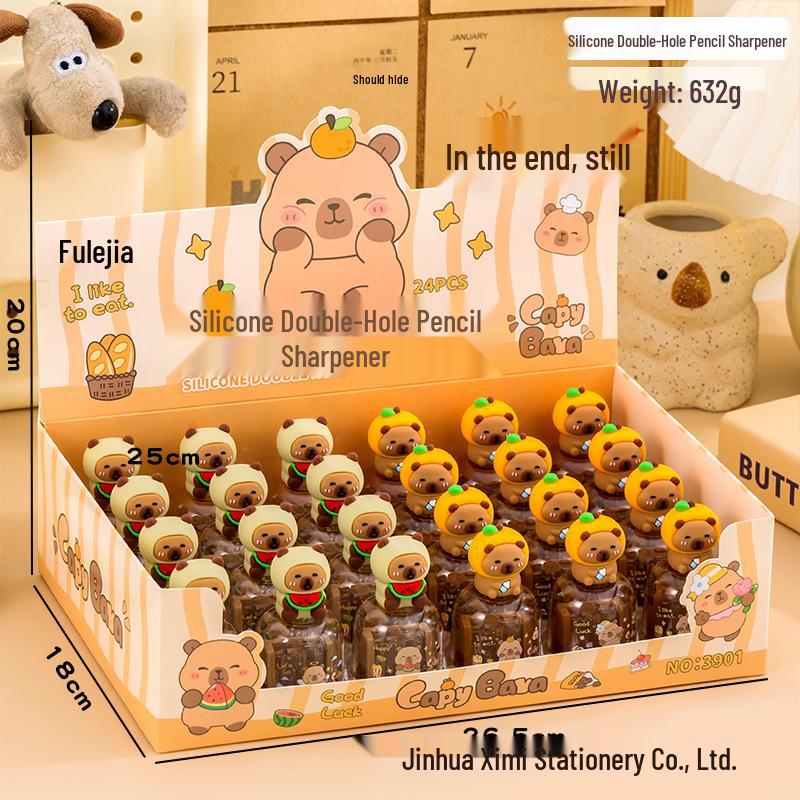 Double-hole Capybara 3D Cartoon Student Pencil Sharpener, Large Hole Design