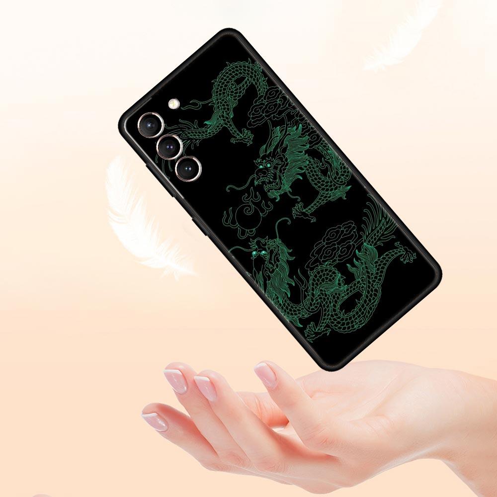 Phone Case For Samsung Galaxy S23 S22 Ultra S20 S21 FE 5G S10 S9 Plus S10E S8 Note 10 20 Silicone Black Cover Dragon Fashion