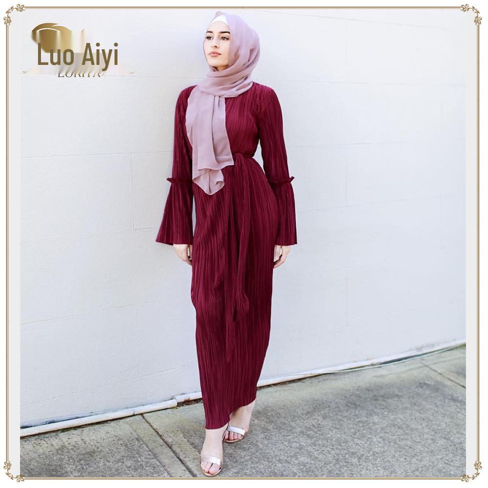 LR99 Slimming Pleated Robe Dress