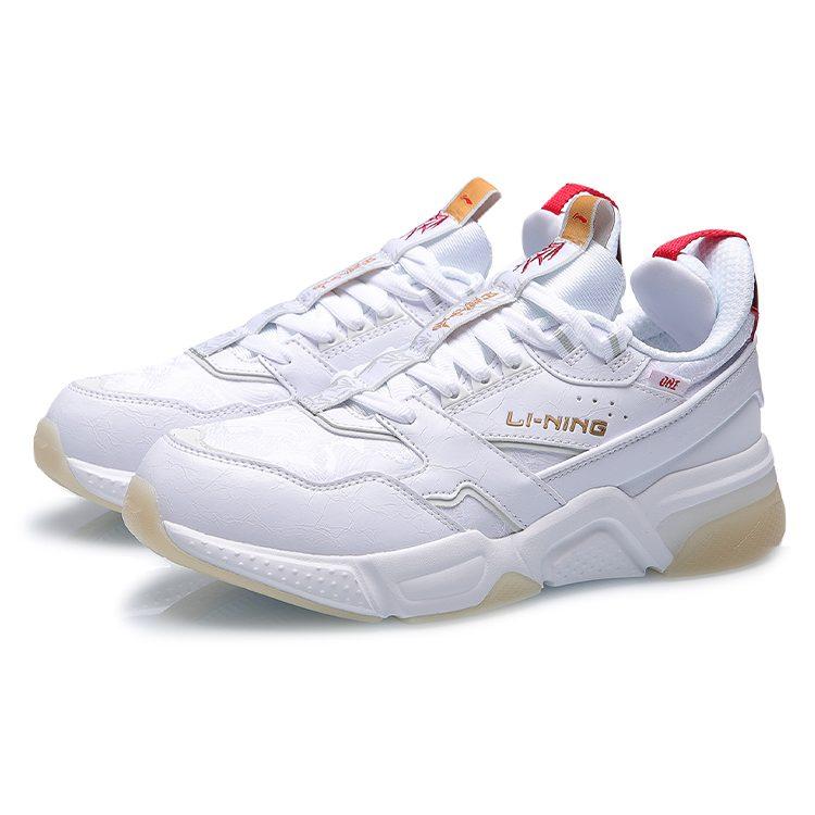 LiNing 001 Daily Gold Rush Journey CNY Durable Breathable Low-Top Running Shoes Women's White Red AGCR028-2