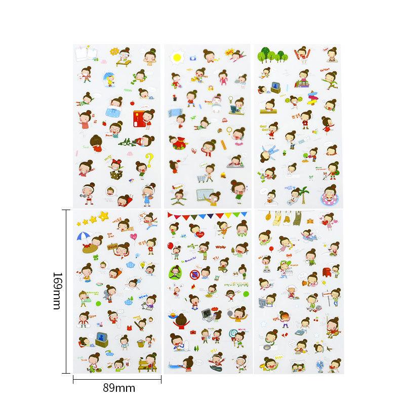 6 Sheets/Set Korean Version Cartoon Transparent PVC Stickers Cute Animal Kawaii Self Adhesive Kids DIY Scrapbooking Sticker