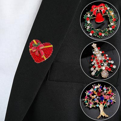 1PC Women Snowman Jewelry Gift Brooch Pin Crystal Rhinestone Jewelry Accessories Christmas Brooches Elegant Santa Claus