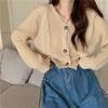 Lazy High-end Short Sweater Women's Autumn and Winter Twist Milk Fufu Temperament Thin V-neck Jacket