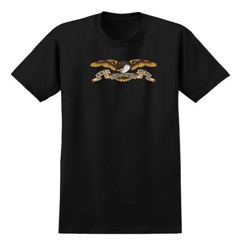 Unisex-Hemd Baumwolle Oversize Große Größe Camisa Anti Hero Skateboards Adler Schwarz