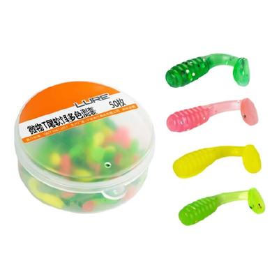Momeală Mică de Pescuit 1.5cm Momeală Artificială pentru Păstrăv Momeală Moale de Pescuit Swimbaits cu Coadă Paletă Momeală de Pescuit cu Coadă în T