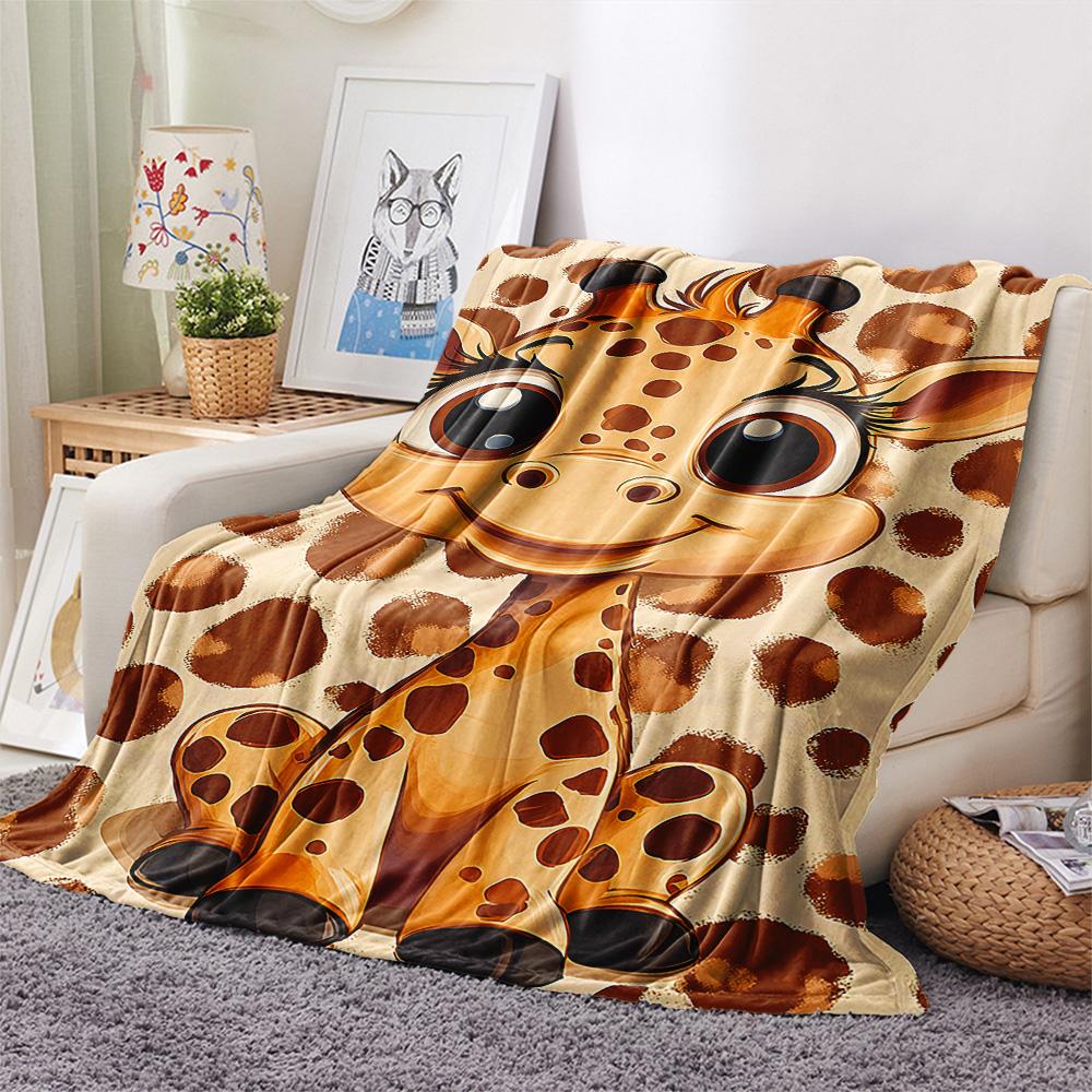Giraffe Print Flannel Blanket, High quality Comfortable for All Seasons, Home Decor, Warmth and Comfort, Perfect for Christmas Gifts