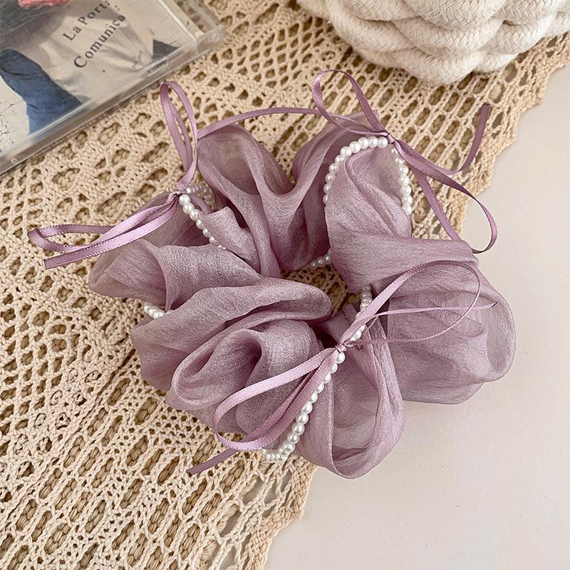 

Корейские шифоновые резинки-скранчи с бантом для женщин, модные эластичные резинки для волос, резинки для хвостика, головные уборы, темпераментные аксессуары для волос, подарки фиолетовый