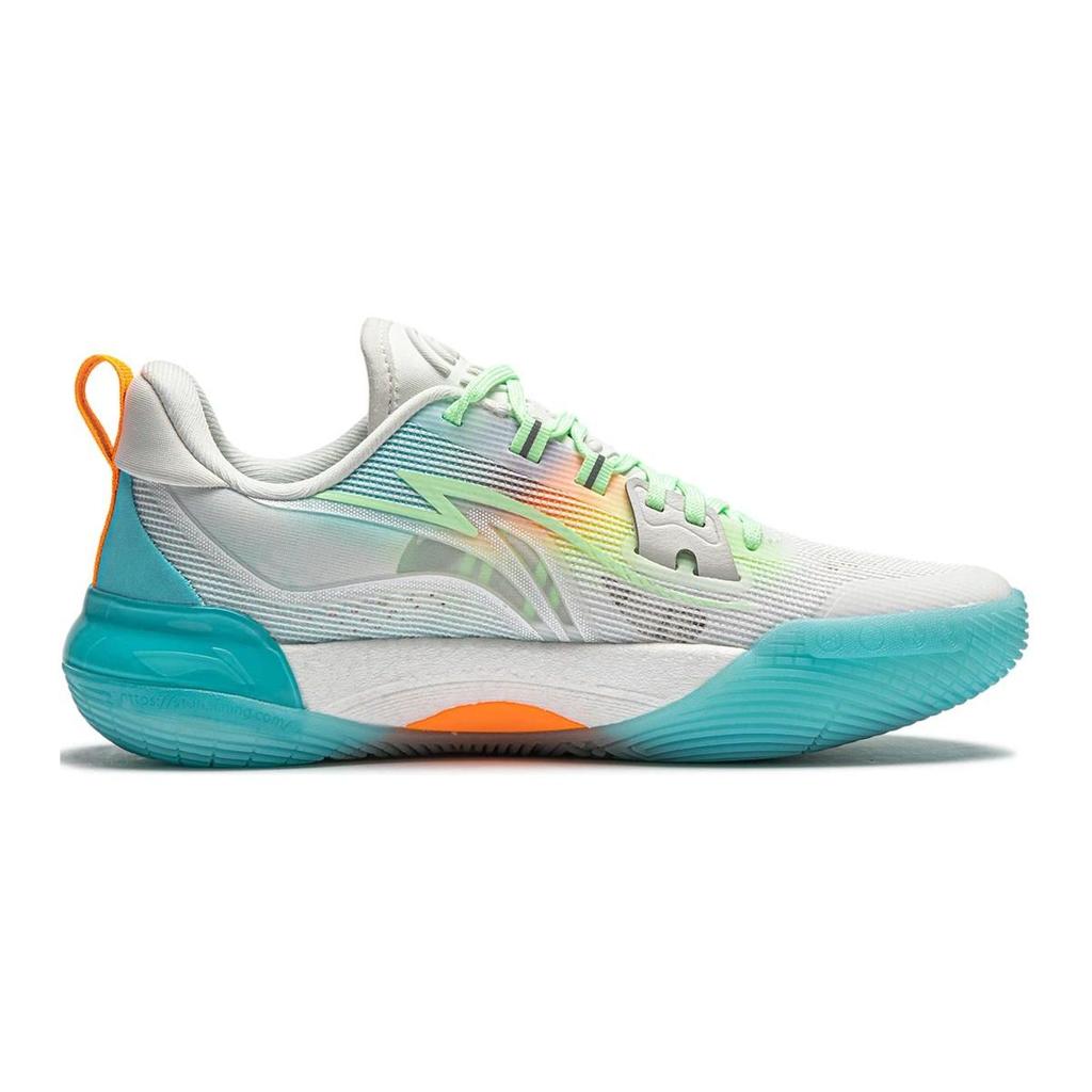 Li Ning Premium 4.0 Reflektierend Leicht Atmungsaktiv Rebound Low-Top Basketballschuhe Kinder Sneaker Hellgrau Blau YKBU016-1