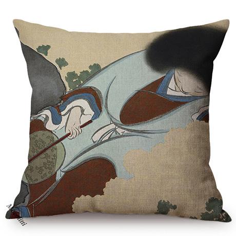 Vintage Tradition Ink Painting Design Concise Sofa Pillow Case Japans Abstract Art Room Harmony Decorative Cushion Cover