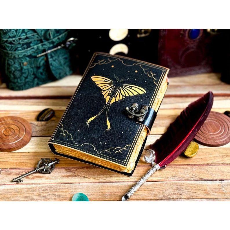Kožený motýlí deník na psaní zápisník skicák prázná kniha kouzel poezie blok kniha cestovní kniha pro muže ženy dárek
