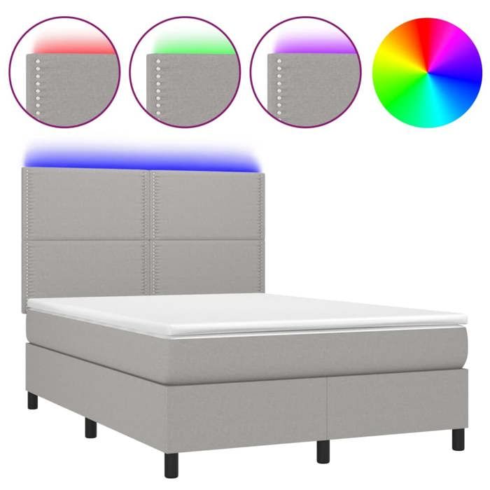 VidaXL Sommier à Lattes de Lit avec Matelas et LED, Lit Rembourré, Lit Double, Lit Adulte de Chambre à Coucher Intérieur, 3134797