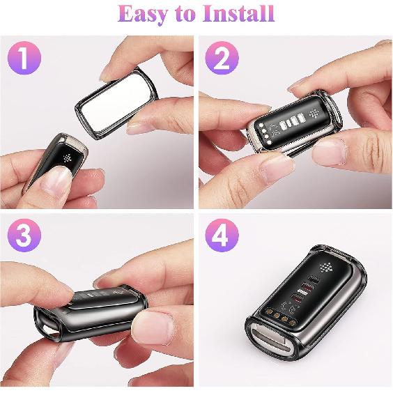 Fintie 4 Pack Screen Protector Case Compatible with Fitbit Luxe, Soft TPU Full Protective Screen Cover Saver Bumper, 2 Black, 2 Clear