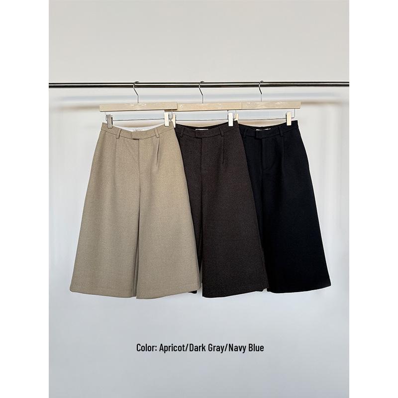 

Clearance: Women s Winter Casual Wide-Leg Wool Pants - Simple & Stylish Straight Seven-Point Design Large темно-серого