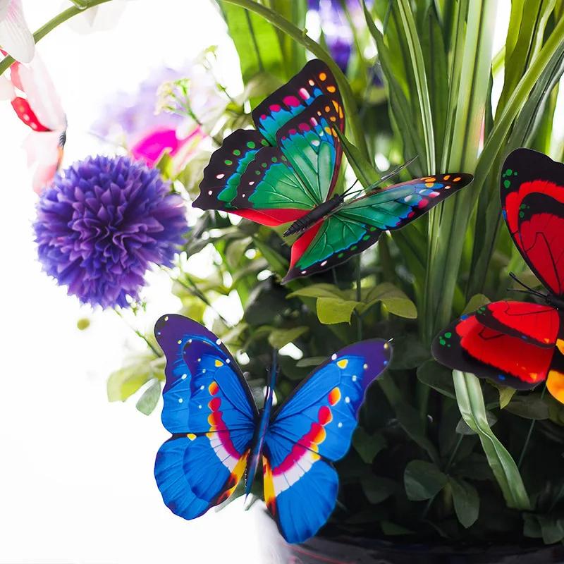 20 Stück Doppelschicht Schmetterlinge Garten Hof Pflanzgefäß Bunte Schmetterlingsstecker Dekoration Outdoor-Dekor Blumentöpfe Dekoration