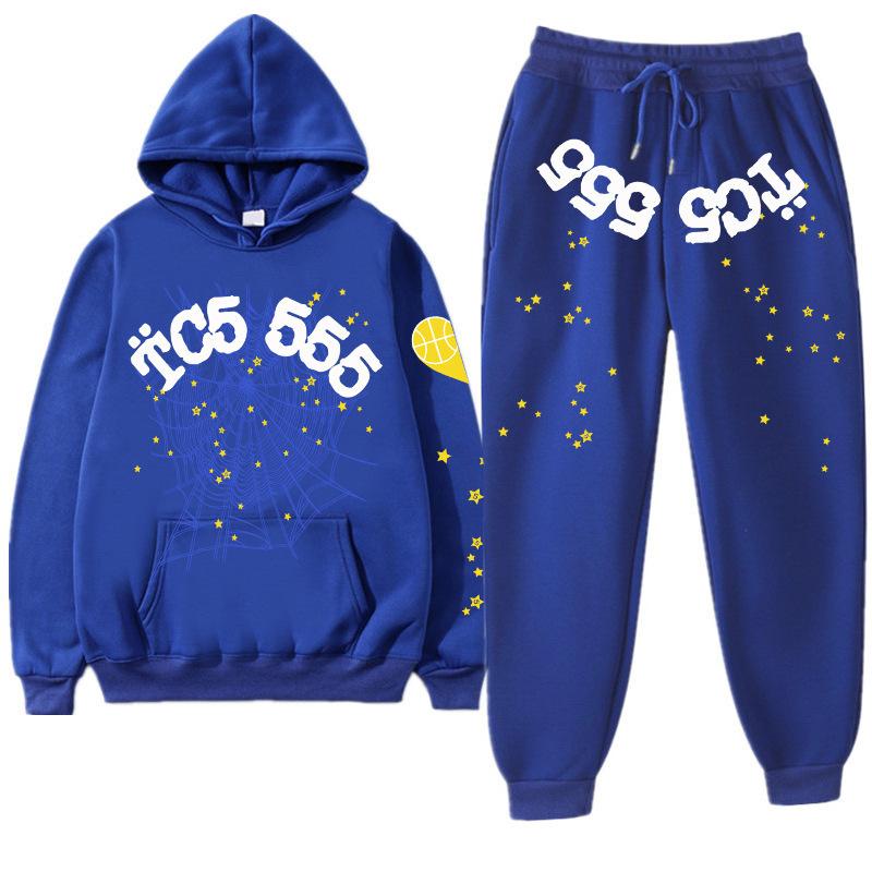 European and American Trendy Hip-hop Singer Letter Sp5der Printed Couple Sweater Men's and Women's Hoodies Sweatshirt Set