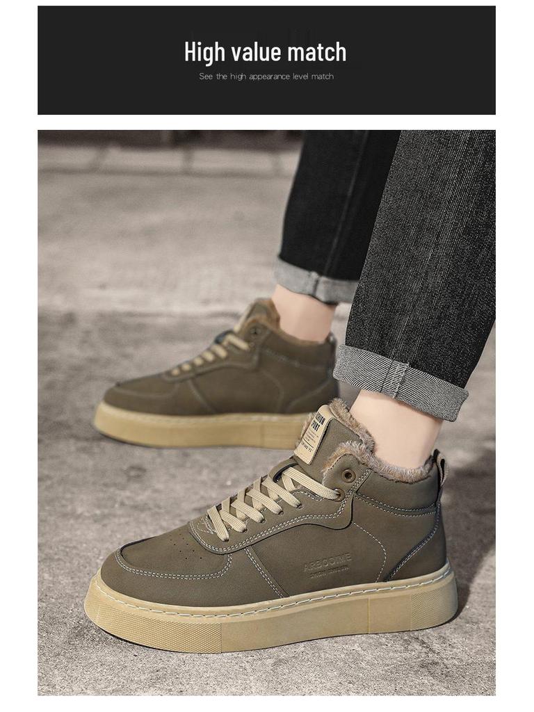 Pánské zateplené retro zimní tenisky s vysokým svrškem a sametovou podšívkou