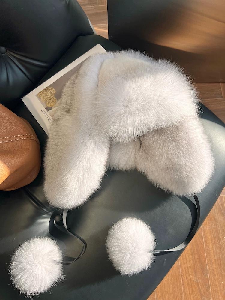 Real Fox Hair Lei Feng Hat Women's Thickened Warm Windproof Hat Fur Rex Rabbit Hair Snow Hat Ear Protection Hat Men's Winter