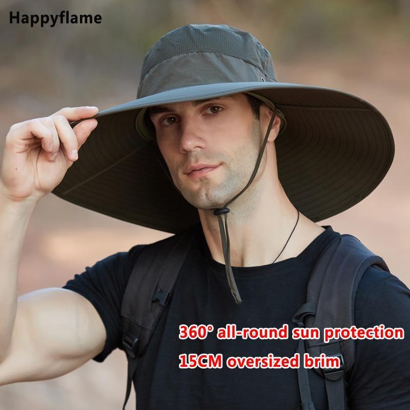 Men's 15CM Big Wide Brim Fisherman Hat Outdoor Waterproof Sun Hat Mountaineering Cap Fashion Hat Fishing Hats