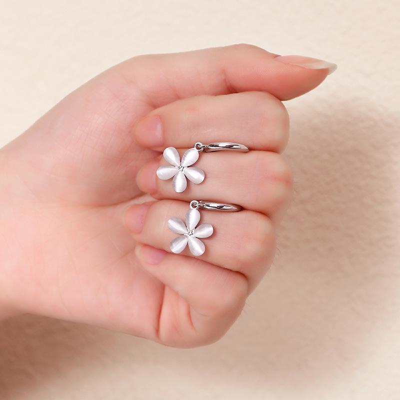 2022 Women's Flower Earrings: New Cat's Eye Stone Clips in Summer Style