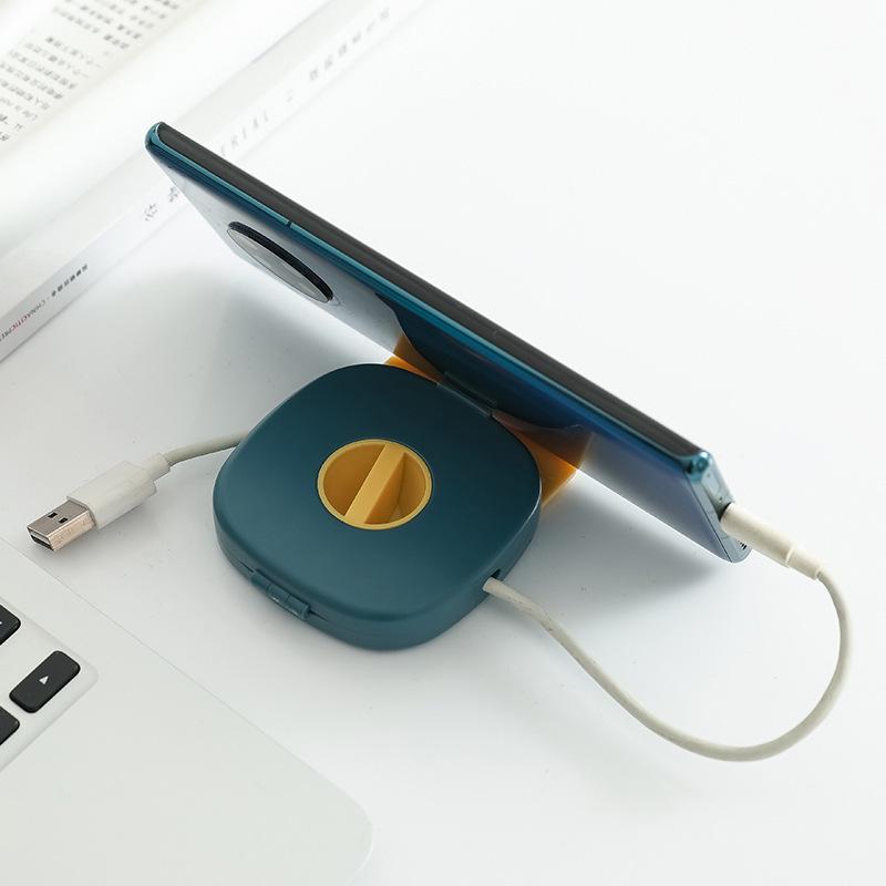 Multifunctional Mini Portable Cable Organizer Box with Rotating Winder